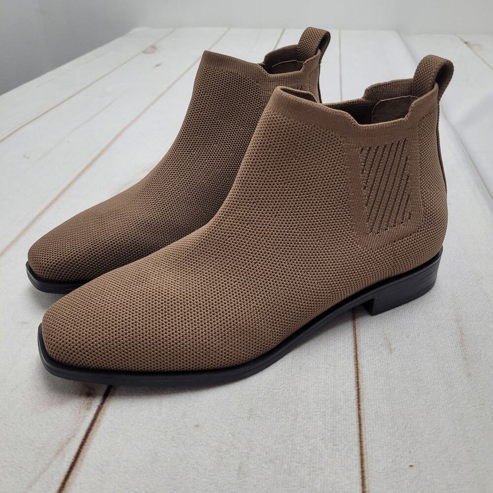 Vivaia Ryan pro square toe water repellant knit Chelsea boots light brown